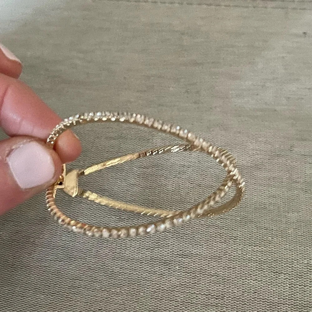 Gold with diamond X cuff bracelet